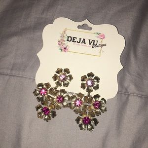 Pink Flower Earrings